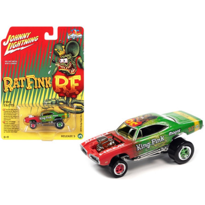 1970 Dodge Super Bee with Zinger Body Green and Red "Pop Culture" 2022 Release 3 1/64 Diecast Model Car by Johnny Lightning
