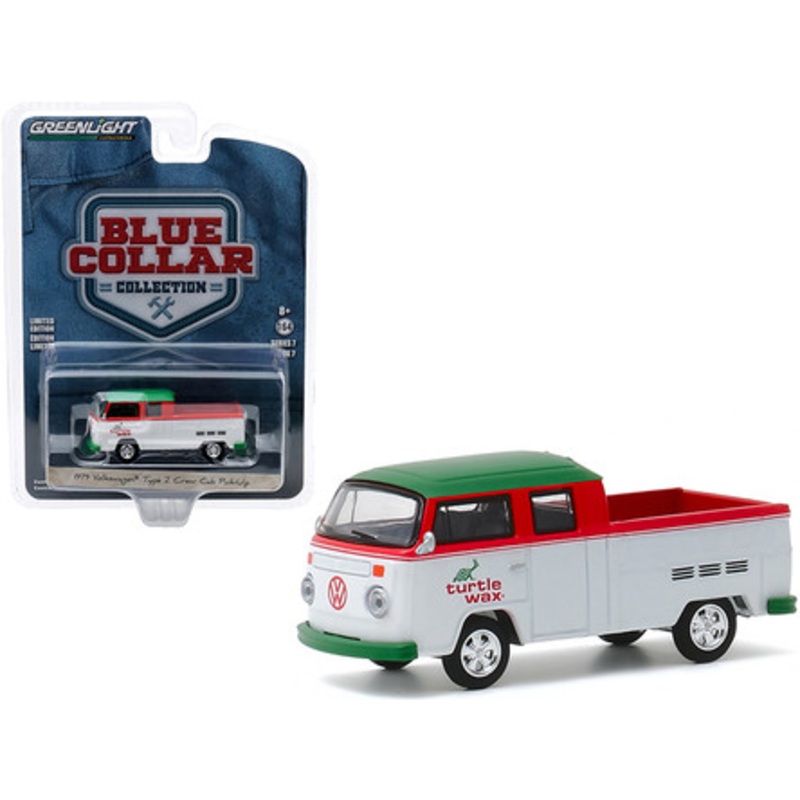 1979 Volkswagen Type 2 Crew Cab Pickup Truck "Turtle Wax" White and Red with Green Top "Blue Collar Collection" Series 7 1/64 Diecast Model Car by Greenlight