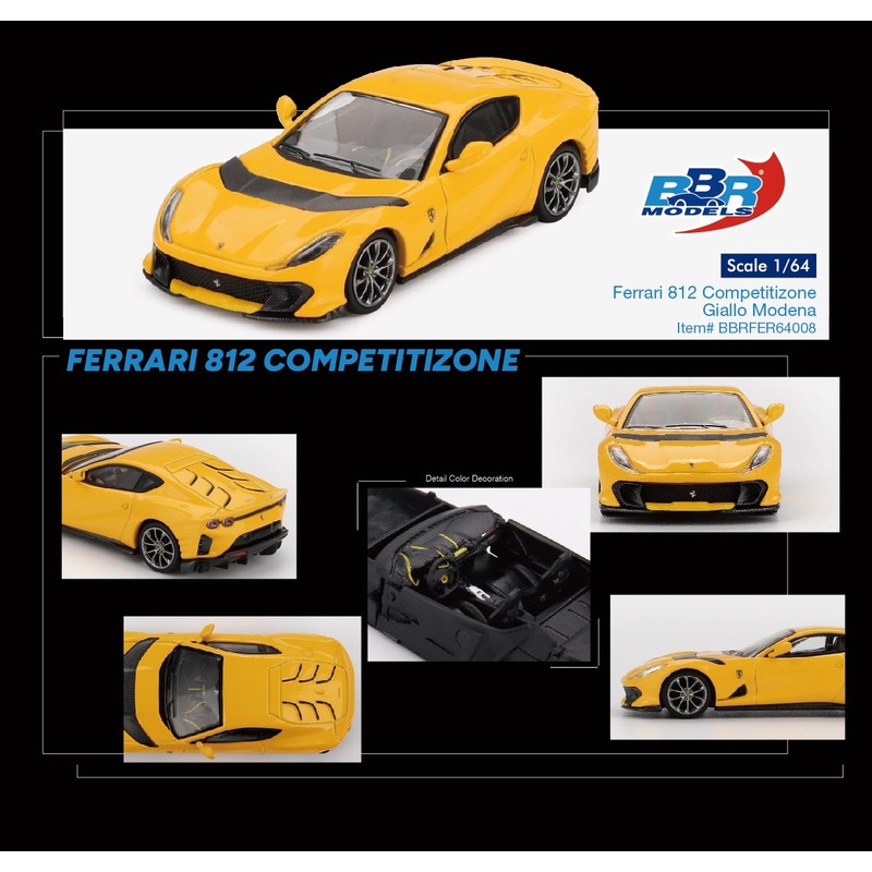 [Preorder] BBR Model 1:64 Ferrari 812 Competitizone Giallo Modena BBRFER64008