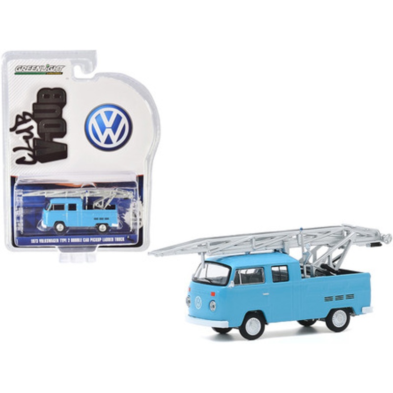 1973 Volkswagen Type 2 Double Cab Pickup Ladder Truck Light Blue "Club Vee V-Dub" Series 11 1/64 Diecast Model Car by Greenlight