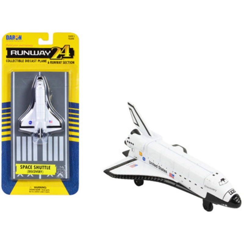 NASA "Discovery" Space Shuttle White "United States" with Runway Section Diecast Model Airplane by Runway24
