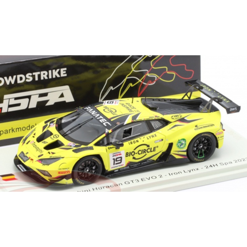 1/43 Spark Lamborghini Huracn GT3 EVO 2 No.19 Iron Lynx 24H Spa 2023 L. Pulcini - M. Beretta - R. Ineichen Car Model