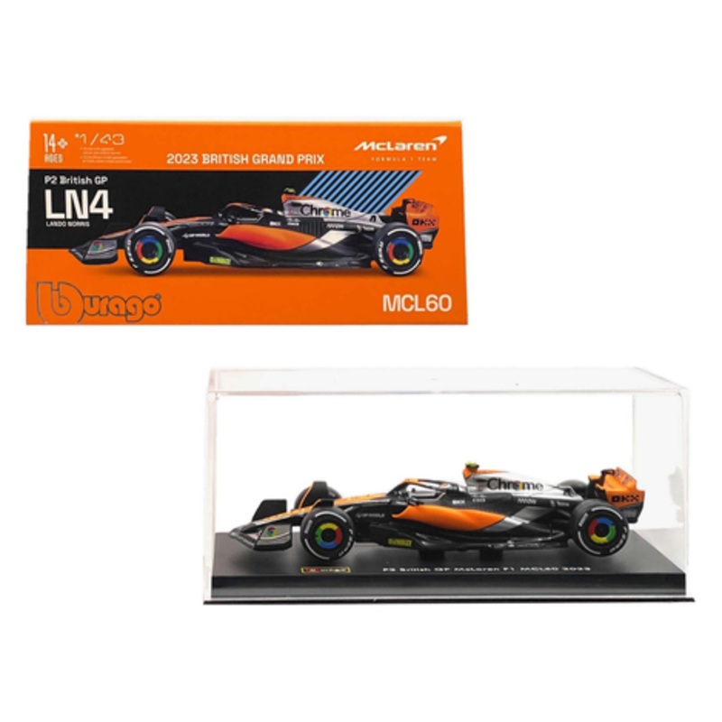 1/43 BBurago 2023 Formula 1 Lando Norris McLaren MCL60 #4 2nd British GP Car Model Elite Edition