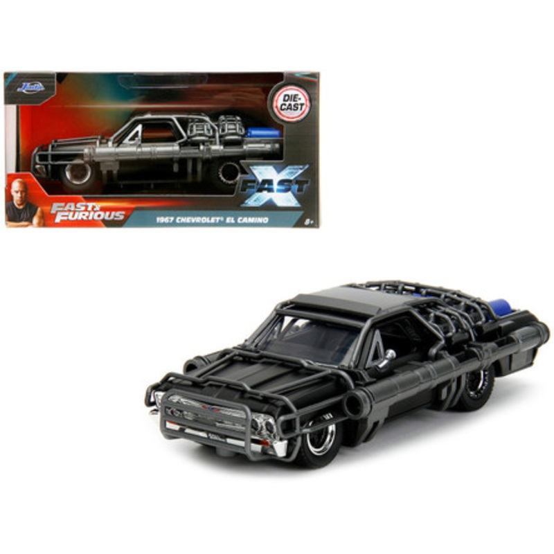 1967 Chevrolet El Camino with Cannons Matt Black "Fast X" (2023) Movie "Fast & Furious" Series 1/32 Diecast Model Car by Jada