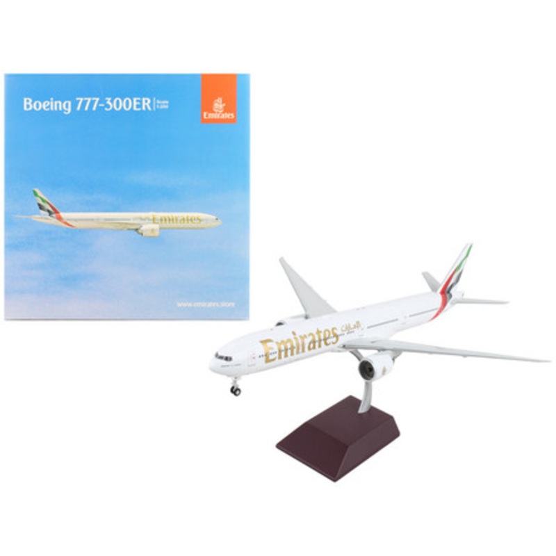 Boeing 777-300ER Commercial Aircraft "Emirates Airlines - 2023 Livery" White with Striped Tail "Gemini 200" Series 1/200 Diecast Model Airplane by GeminiJets