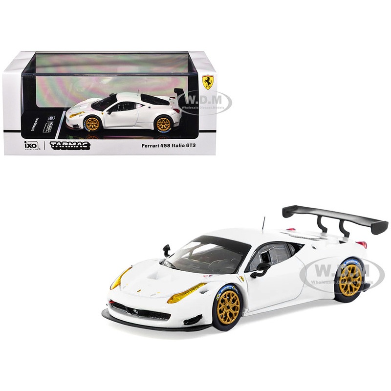 Ferrari 458 Italia GT3 White with Gold Wheels "Road64" Series 1/64 Diecast Model Car by Tarmac Works