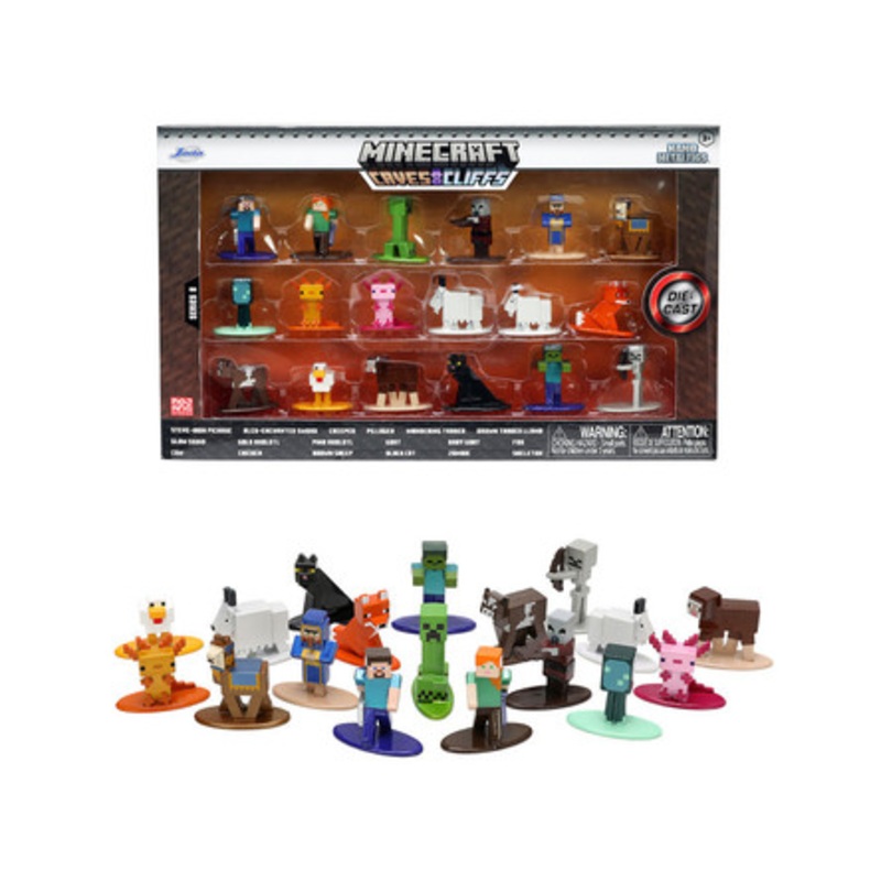 "Minecraft: Caves & Cliffs" Set of 18 Diecast Figures "Nano Metalfigs" Series Diecast Models by Jada