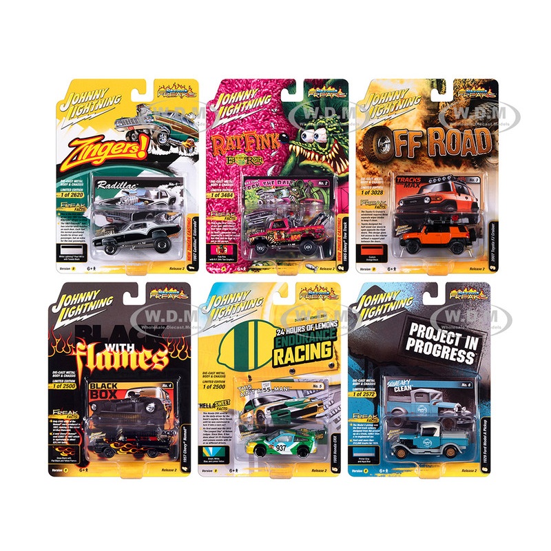 "Street Freaks" 2023 Set B of 6 Cars Release 2 1/64 Diecast Model Cars by Johnny Lightning
