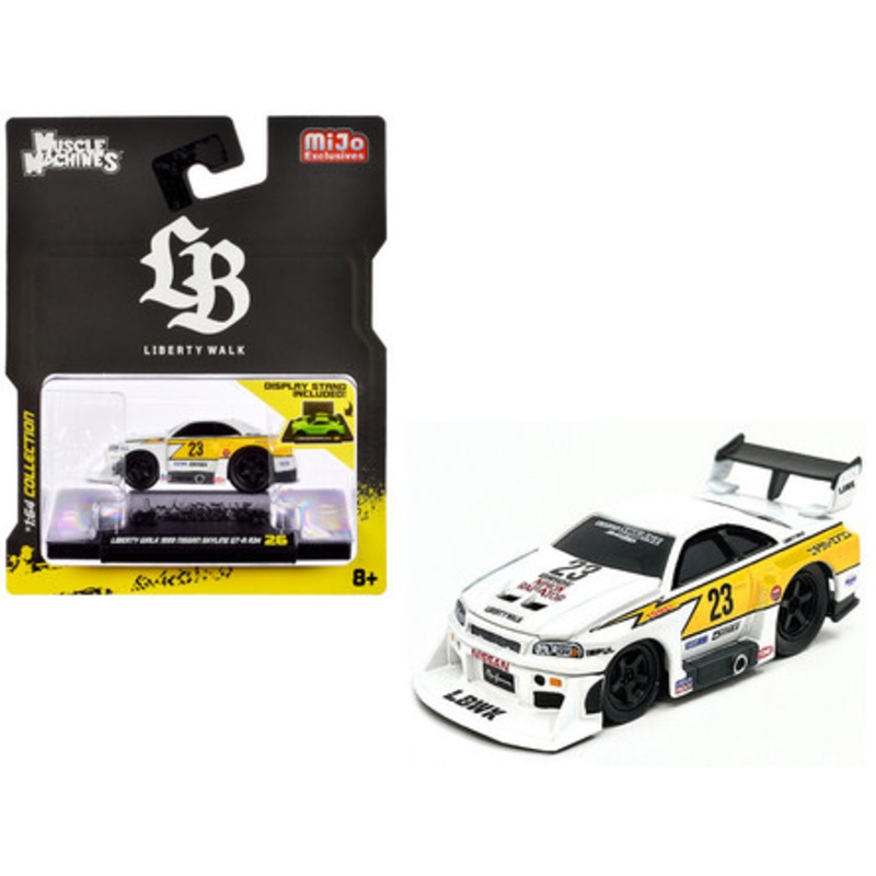 1/64 Muscle Machines LBWK Nissan GT-R R34 Super Silhouette Skyline (White) Diecast Car Model