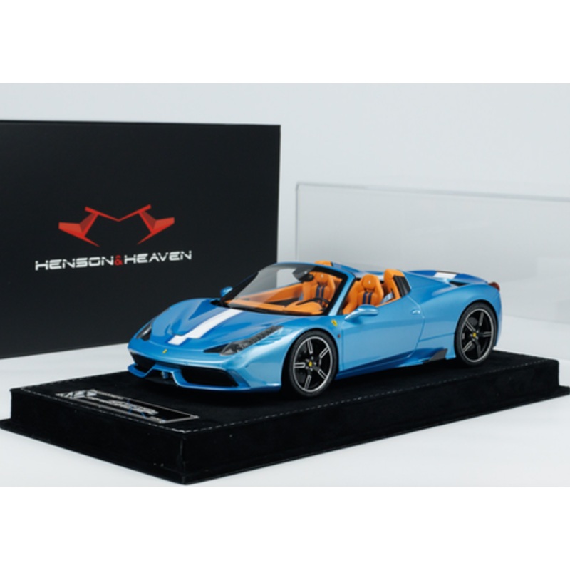 1/18 HH Model Ferrari 458 Speciale Aperta (Grigio Allou Blue) Car Model Limited 30 Pieces