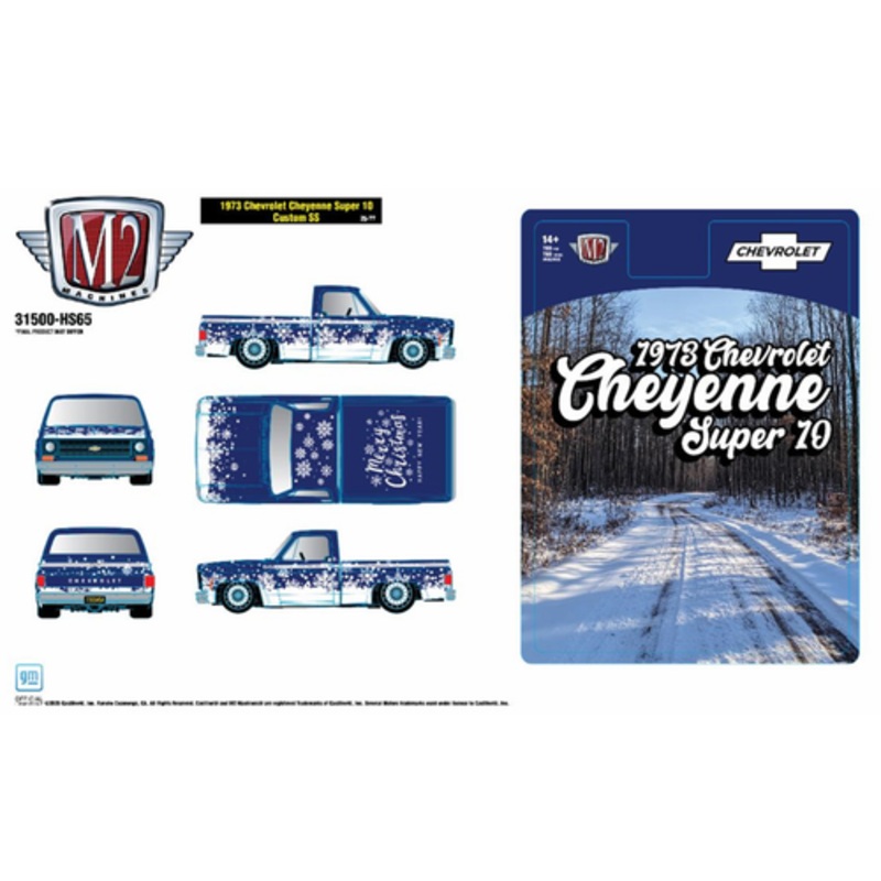 1/64 M2 Machines 1973 Chevrolet Cheyenne Super 10 Custom SS SS454 Holiday Edition Diecast Car Model