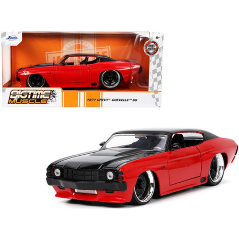 1971 Chevrolet Chevelle SS Black and Red "Bigtime Muscle" Series 1/24 Diecast Model Car by Jada