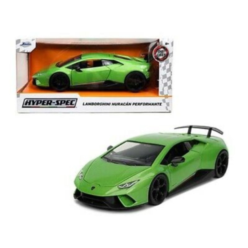 Lamborghini Huracan Perfomante Green Metallic with Stripes "Hyper-Spec" Series 1/24 Diecast Model Car by Jada