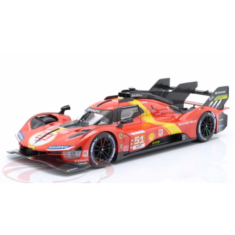1/18 BBurago 2023 Ferrari 499P #51 Winner 24h LeMans Ferrari AF Corse Alessandro Pier Guidi, James Calado, Antonio Giovinazzi Diecast Car Model