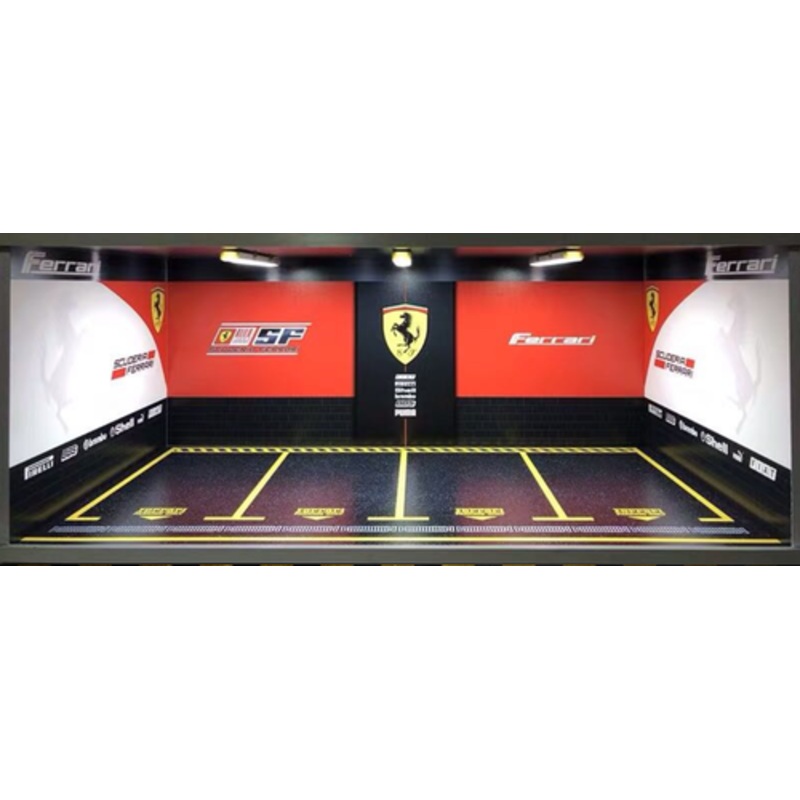 1/18 Ferrari Theme 4 Car Garage Parking Scene w/ Lights (car model not included)