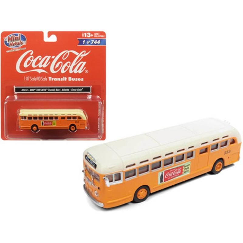 1/87 (HO) Classic Metal Works GMC TDH-3610 Transit Bus (Atlanta) "Coca Cola" Orange with Cream Top Diecast Car Model
