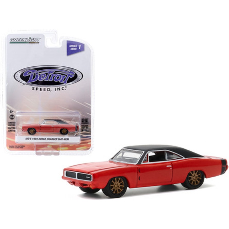 1969 Dodge Charger May/Hem (Mo's) Red with Black Top and Copper Wheels "Detroit Speed Inc." Series 1 1/64 Diecast Model Car by Greenlight