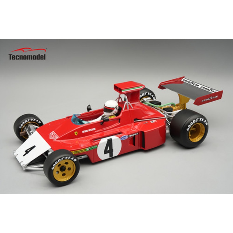 1/18 Tecnomodel Ferrari 312B3-73 1973 Canada GP Driver: Arturo Merzario Car #4 With Driver and Broke Nose Limited Edition Car Model