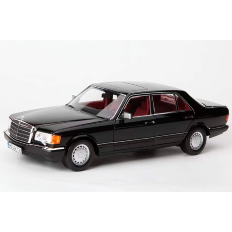 1/18 Norev 1989 Mercedes-Benz 560 SEL (Black with Red Interior) Diecast Car Model
