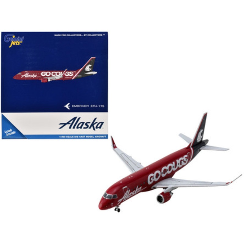 Embraer ERJ-175 Commercial Aircraft "Alaska Airlines/Horizon - Washington State Cougars" (N661QX) Red with Gray Tail 1/400 Diecast Model Airplane by GeminiJets