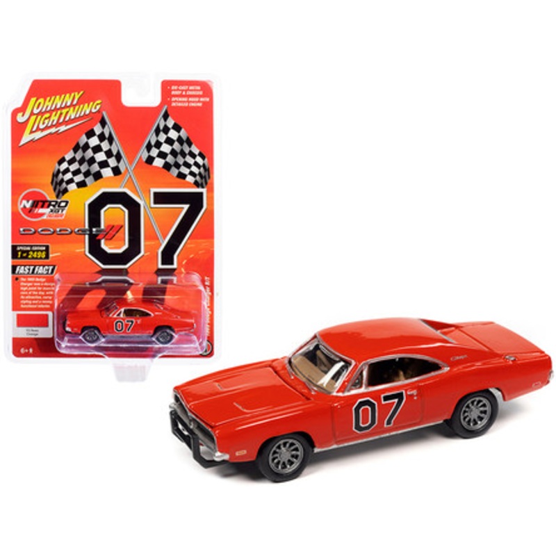 1969 Dodge Charger R/T #07 V2 Hemi Orange "Nitro XGT Exclusive" Limited Edition to 2496 pieces Worldwide 1/64 Diecast Model Car by Johnny Lightning