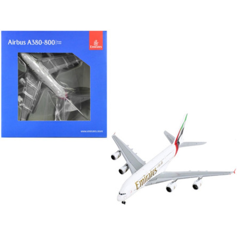 Airbus A380-800 Commercial Aircraft "Emirates Airlines" White with Tail Stripes 1/400 Diecast Model Airplane by GeminiJets