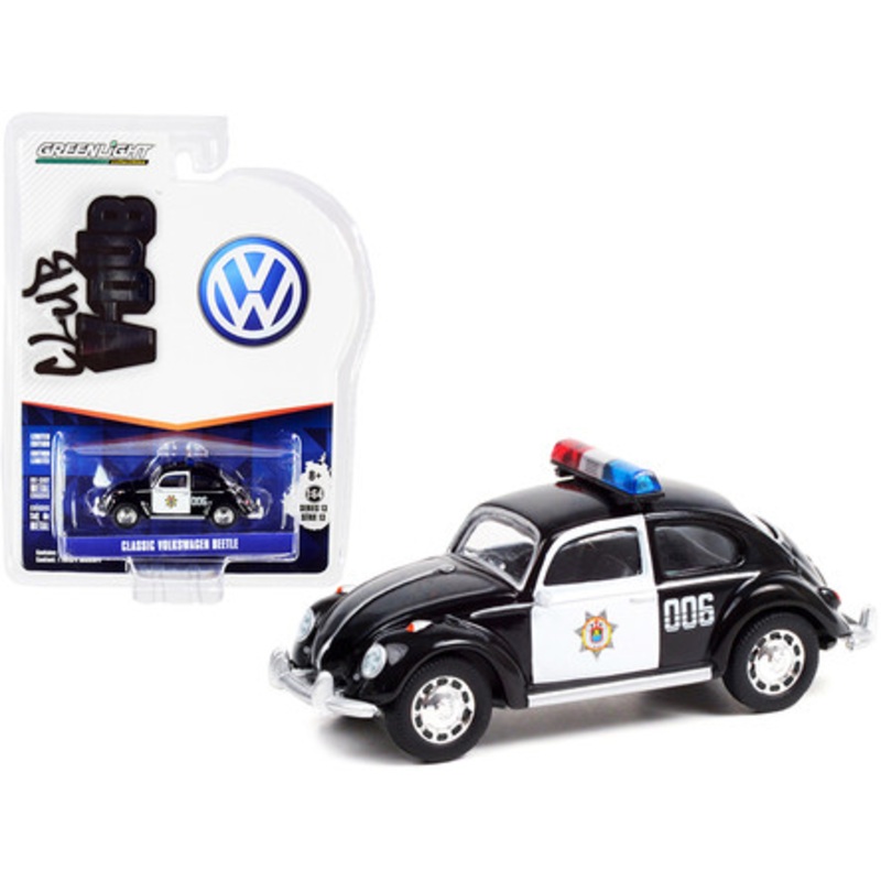 Classic Volkswagen Beetle Black and White "Veracruz Police" (Mexico) "Club Vee V-Dub" Series 13 1/64 Diecast Model Car by Greenlight
