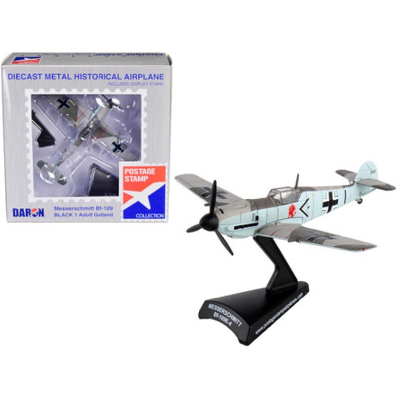Messerschmitt Bf-109 Fighter Aircraft "Black 1 Ace Adolf Galland" German Luftwaffe 1/87 Diecast Model Airplane by Postage Stamp