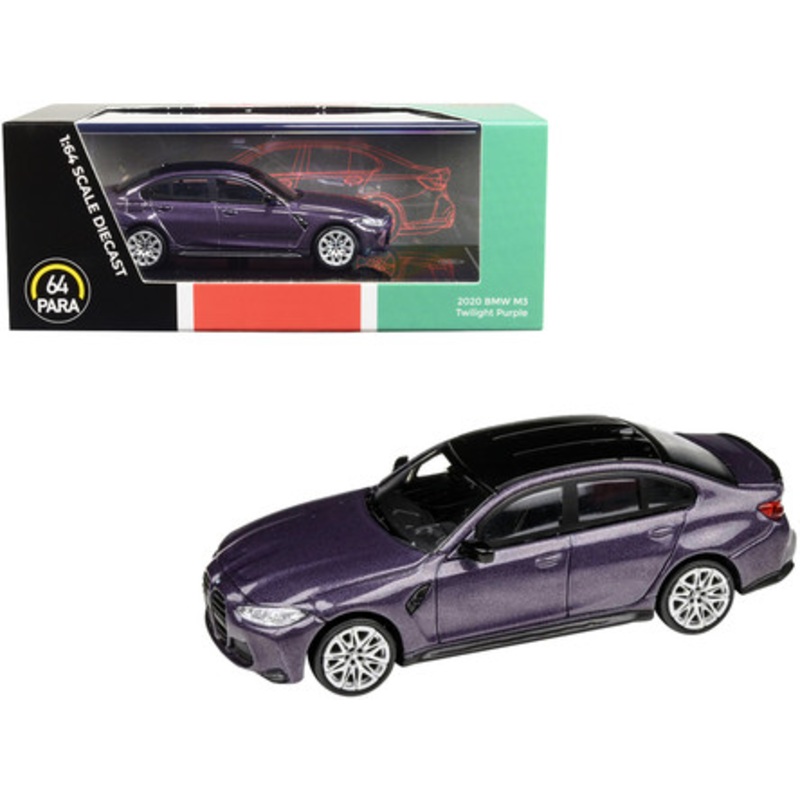 2020 BMW M3 G80 Twilight Purple Metallic with Black top 1/64 Diecast Model Car by Paragon