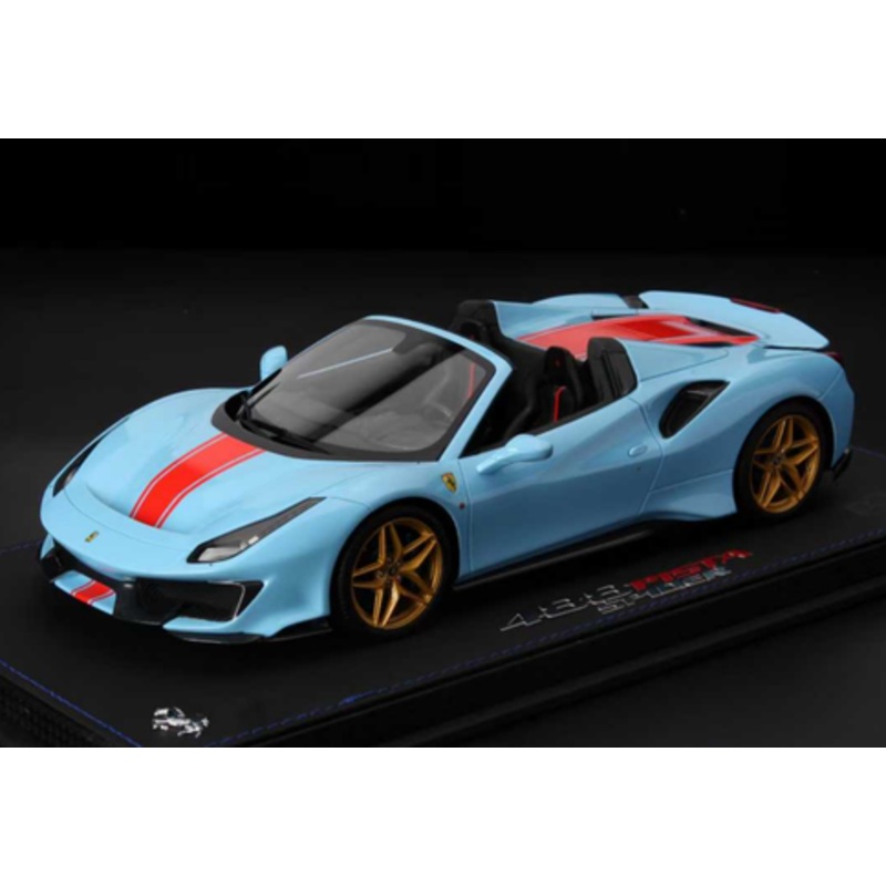 1/18 BBR Ferrari 488 Pista Spider (Blue with Red Stripe) Resin Car Model