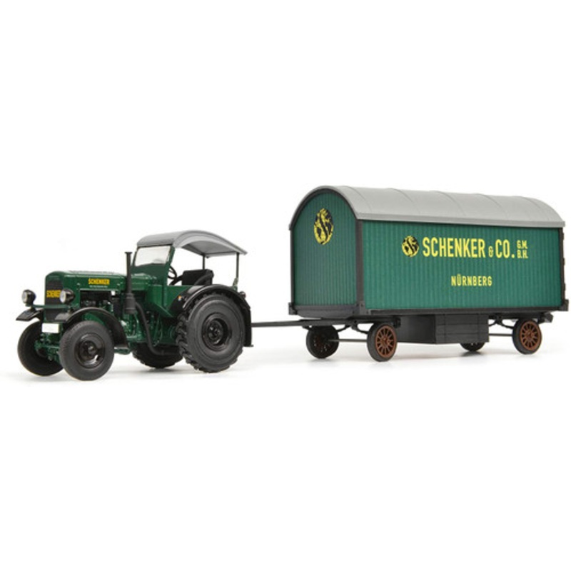 1/32 Schuco Deutz F3 Tractor with Trailer Schenker (Green) Car Model