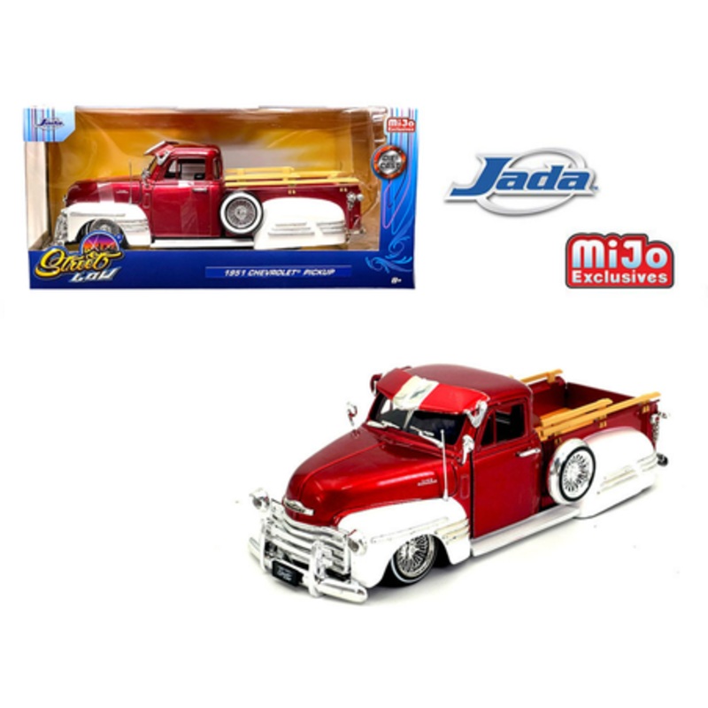 1/24 Jada 1951 Chevrolet Pickup Lowrider (Two-Tone Candy Red with White) Diecast Car Model