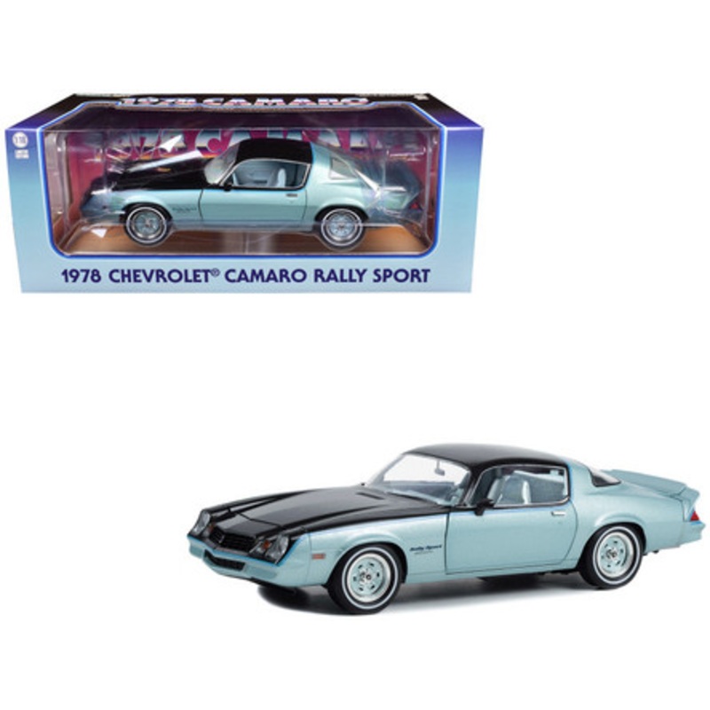 1978 Chevrolet Camaro Rally Sport Light Blue Metallic and Black with Blue Interior 1/18 Diecast Model Car by Greenlight
